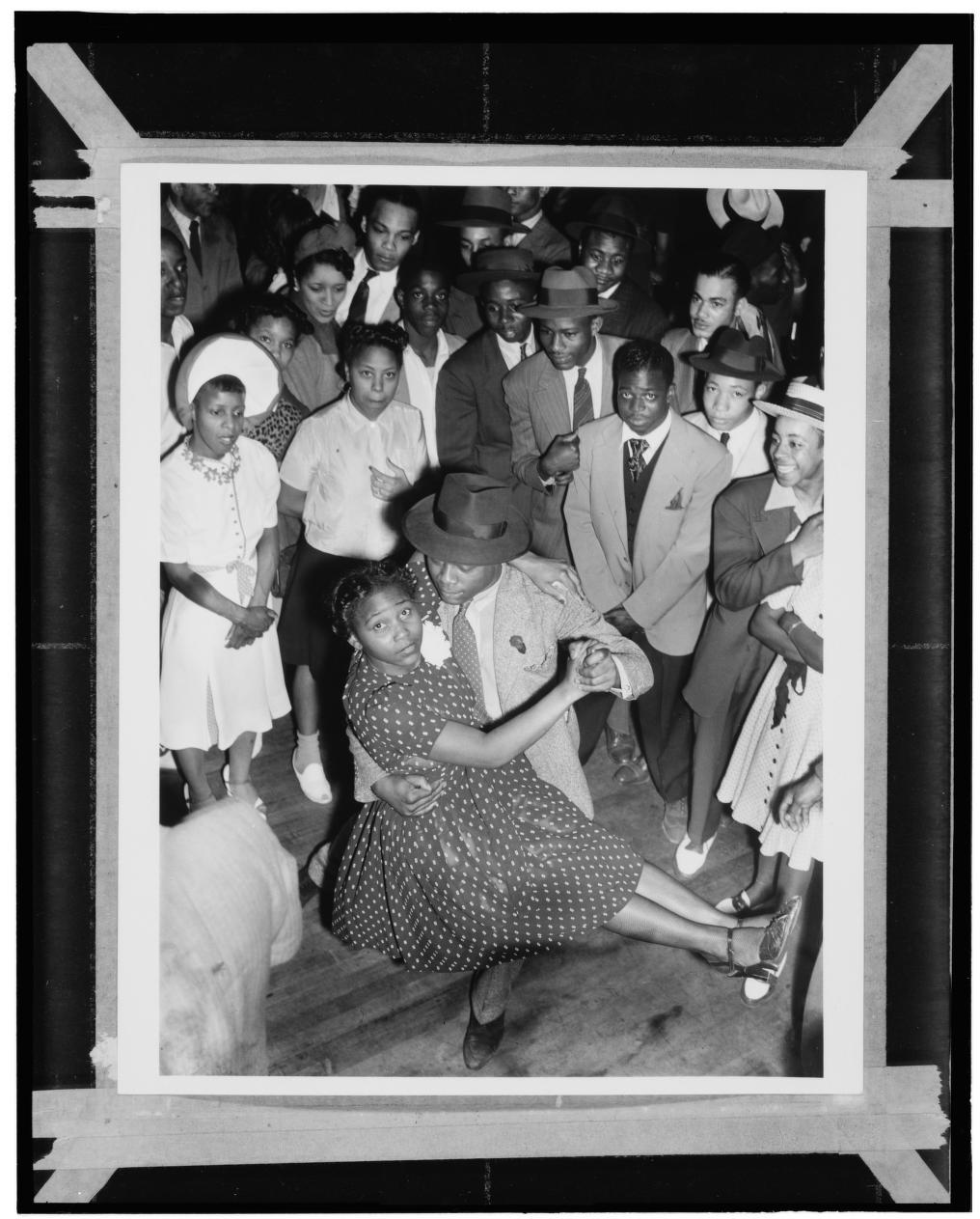 Dancers in a packed jazz club, 1940s
